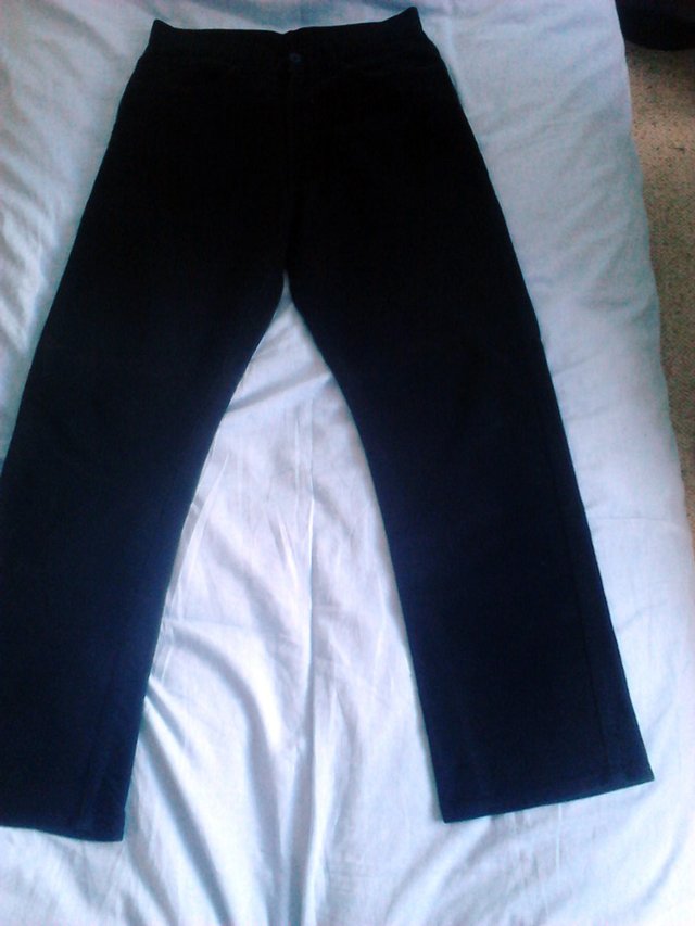 Preview of the first image of BURTON MENS CASUAL TROUSERS IN BLACK COTTON WAIST 30 LEG 30S.