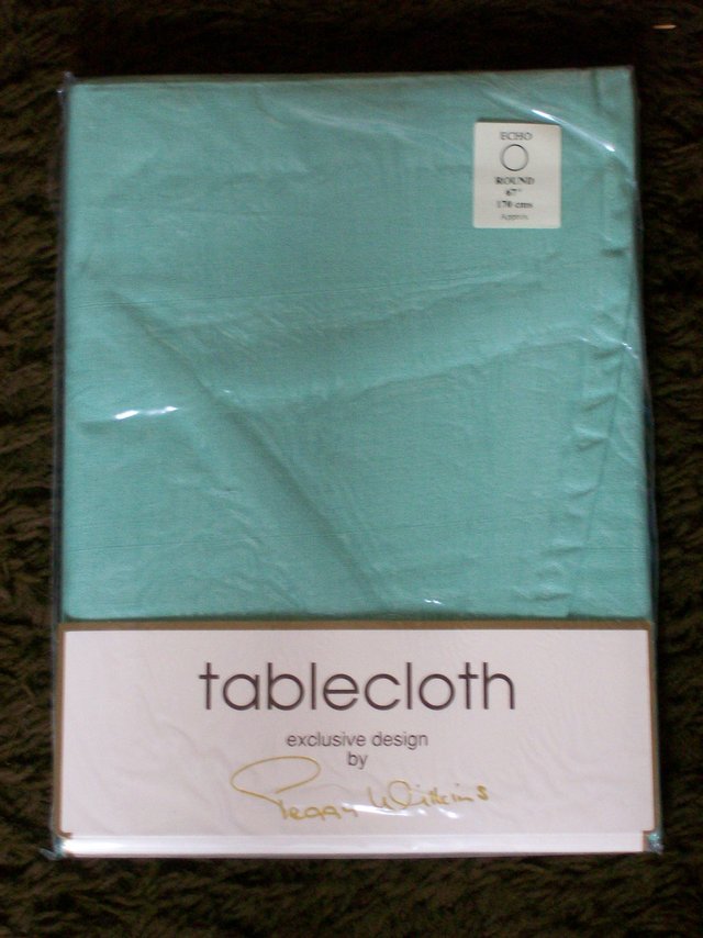 Preview of the first image of Peppermint Green Round tablecloth 67" (170cm Approx)..