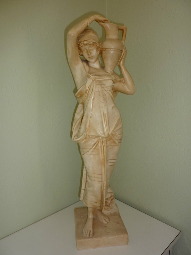 Preview of the first image of 24" Statuette of a Maiden Carrying a Water Pitcher.