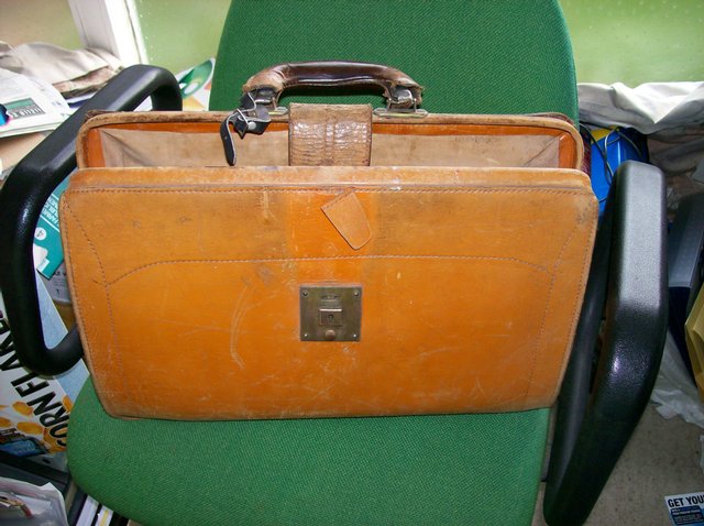 Image 2 of Old Light Tan Leather Briefcase