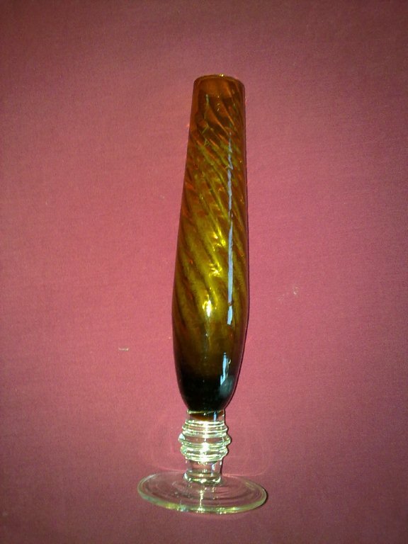 Preview of the first image of Handmade  green Glass Bud Vase.
