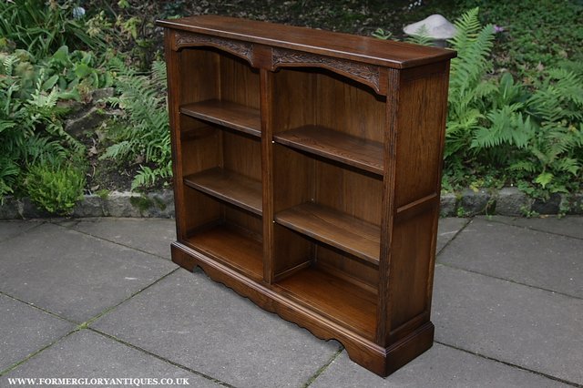 Image 14 of OLD CHARM LIGHT OAK BOOKCASE WALL OFFICE BOOK SHELVES