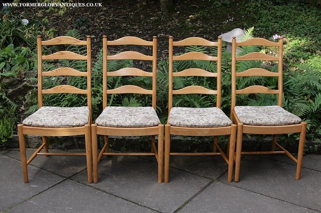 Preview of the first image of 4 ERCOL LIGHT ELM LADDERBACK PENN KITCHEN DINING CHAIRS.