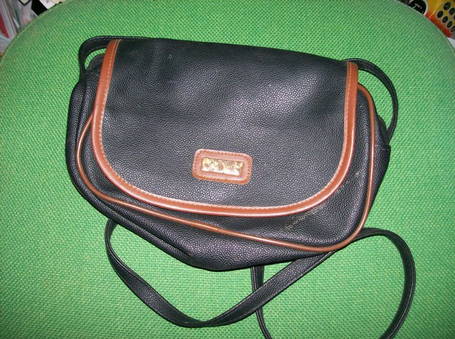 Preview of the first image of Black Brown Trimmed Handbag Used.