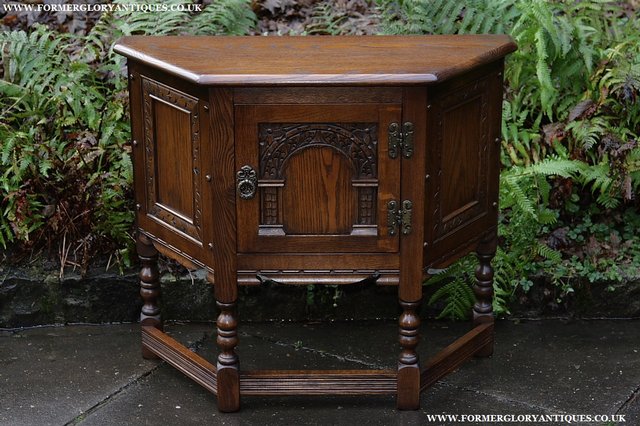 Image 13 of OLD CHARM OAK CABINET LAMP HALL TABLE CUPBOARD SIDEBOARD