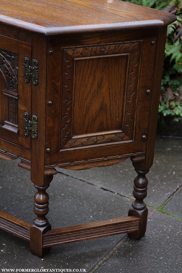 Image 16 of OLD CHARM OAK CABINET LAMP HALL TABLE CUPBOARD SIDEBOARD