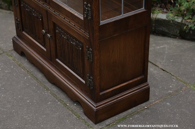 Image 16 of OLD CHARM LIGHT OAK CHINA DISPLAY CABINET CUPBOARD BOOKCASE