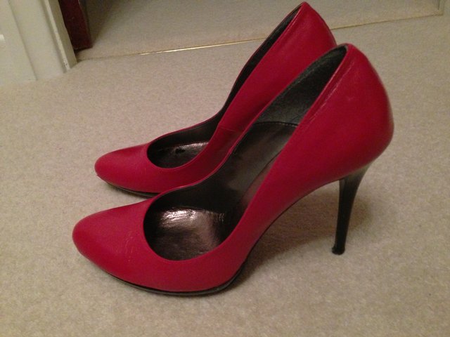 Image 2 of Danielle Red leather platform court shoe with high heel