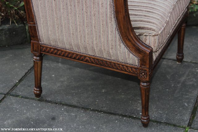 Image 12 of A FRENCH LOUIS MAHOGANY STYLE UPHOLSERED READING ARMCHAIR.