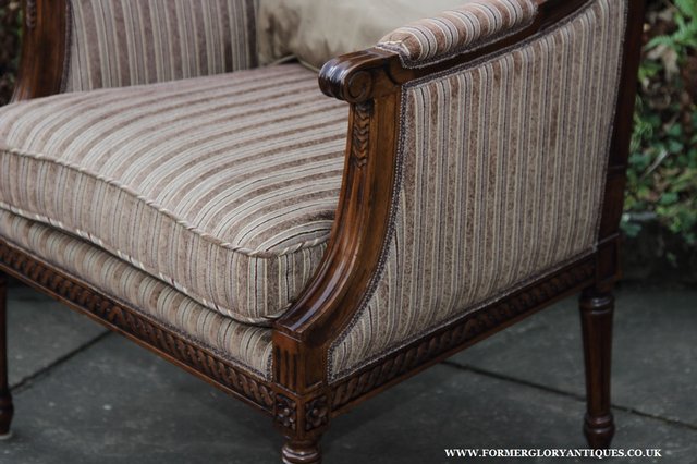 Image 14 of A FRENCH LOUIS MAHOGANY STYLE UPHOLSERED READING ARMCHAIR.