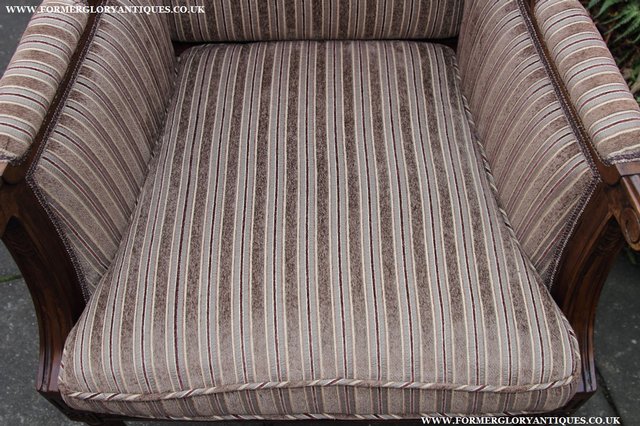 Image 19 of A FRENCH LOUIS MAHOGANY STYLE UPHOLSERED READING ARMCHAIR.