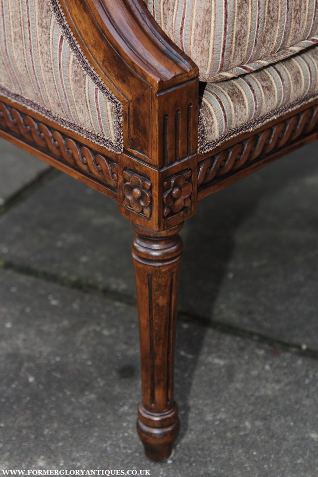Image 27 of A FRENCH LOUIS MAHOGANY STYLE UPHOLSERED READING ARMCHAIR.