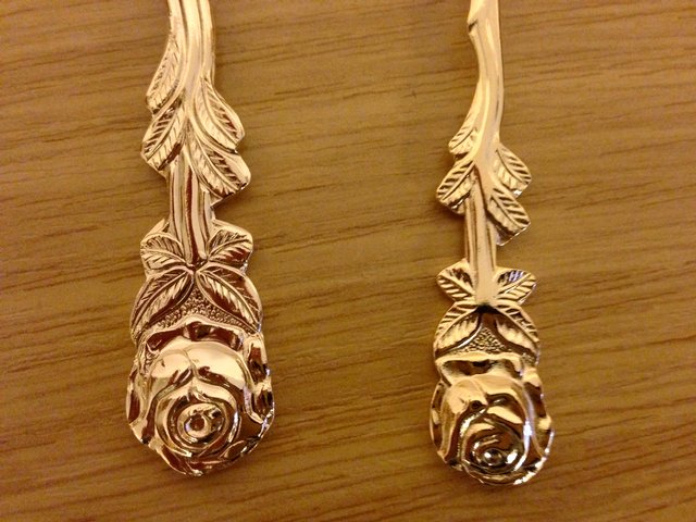 Image 2 of 6 NEW GOLD PLATED ST/ ST TEASPOONS WITH JAM & SUGAR SPOON