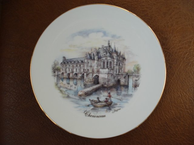 Preview of the first image of NEW GENUINE LIMOGES PORCELAIN PLATE CHENONCEAU SIGNED.