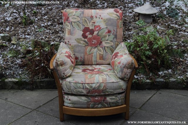 Preview of the first image of ERCOL RENAISSANCE ASH GOLDEN DAWN ARMCHAIR SUITE SOFA.