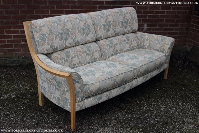 Image 14 of ERCOL LIGHT ELM CLEAR ORIEL THREE SEATER SETTEE SOFA COUCH