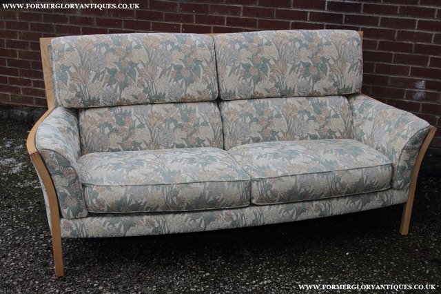 Image 31 of ERCOL LIGHT ELM CLEAR ORIEL THREE SEATER SETTEE SOFA COUCH
