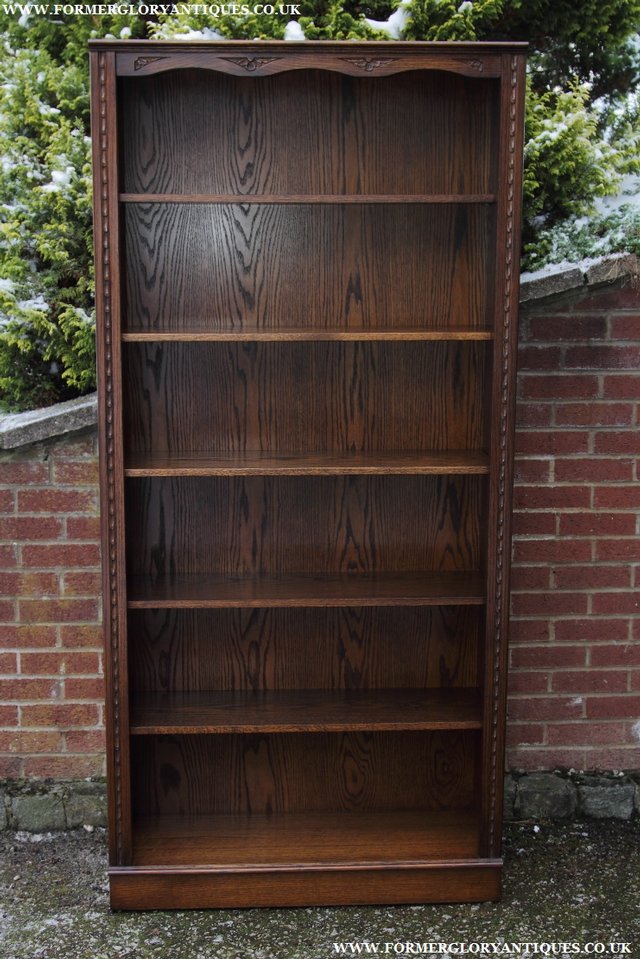 Preview of the first image of JAYCEE OLD CHARM OAK BOOKCASE WALL OFFICE OPEN BOOK SHELVES.