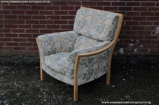 Image 2 of ERCOL LIGHT ELM /CLEAR ORIEL ARMCHAIR CUSHIONS SUITE SETTEE
