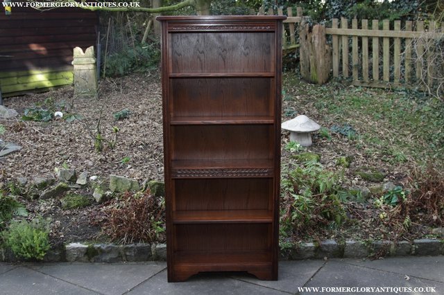 Preview of the first image of OLD CHARM TUDOR BROWN BOOKCASE BOOKSHELVES DISPLAY CABINET.