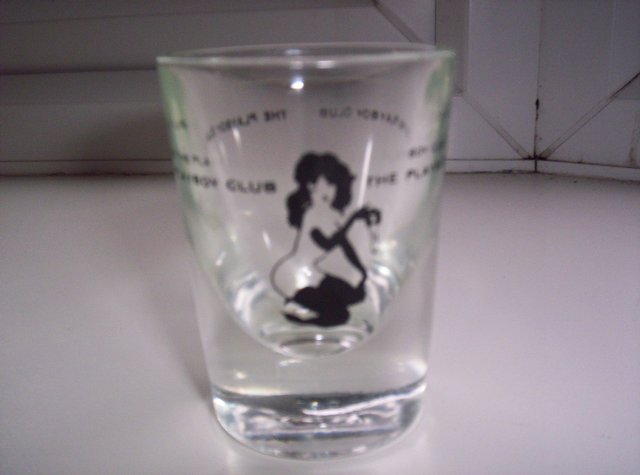 Preview of the first image of original playboy bunny club london shot glass 1966 bar pub.