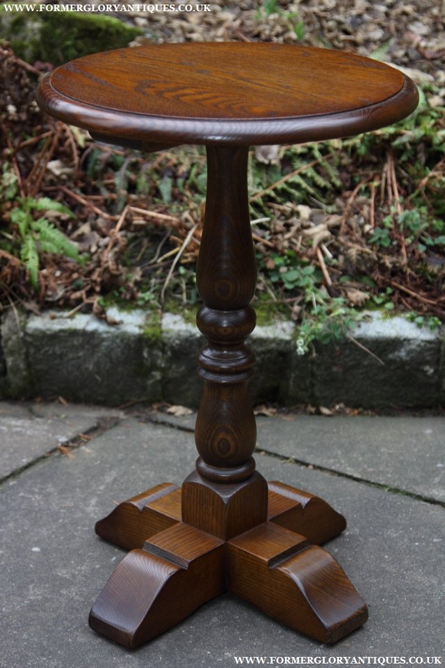 Image 10 of OLD CHARM LIGHT OAK LAMP COFFEE WINE TABLE STAND