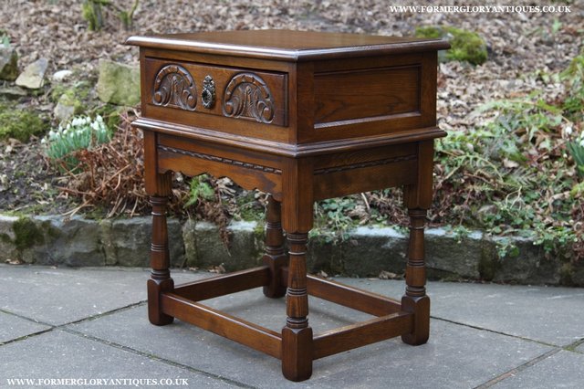 Image 10 of OLD CHARM LIGHT OAK COFFEE LAMP SIDE END HALL BEDSIDE TABLE