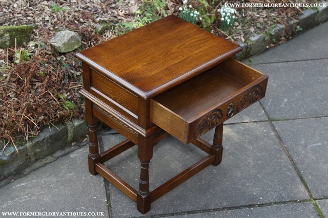 Image 16 of OLD CHARM LIGHT OAK COFFEE LAMP SIDE END HALL BEDSIDE TABLE