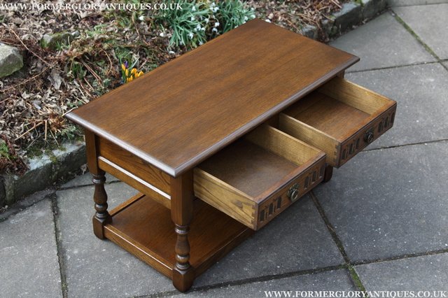 Image 2 of OLD CHARM LIGHT OAK 2 DRAWER OCCASIONAL COFFEE SIDE TABLE