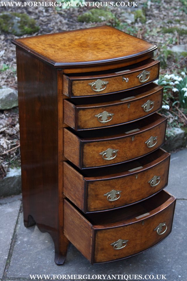 Image 2 of BURR WALNUT MAHOGANY CHEST OF DRAWERS BEDSIDE COFFEE TABLE