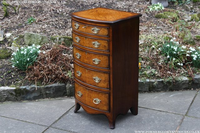 Image 4 of BURR WALNUT MAHOGANY CHEST OF DRAWERS BEDSIDE COFFEE TABLE