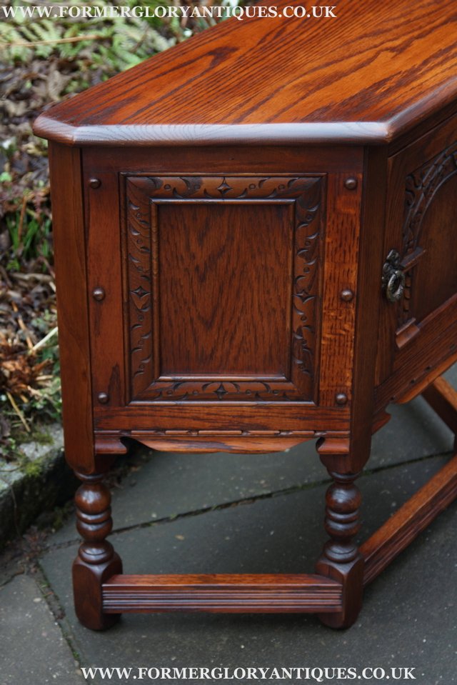 Image 4 of OLD CHARM OAK CABINET CANTED HALL TABLE CUPBOARD SIDEBOARD