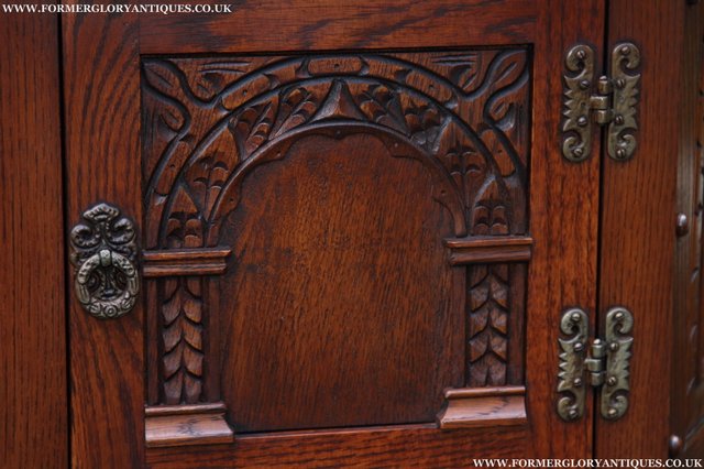 Image 6 of OLD CHARM OAK CABINET CANTED HALL TABLE CUPBOARD SIDEBOARD