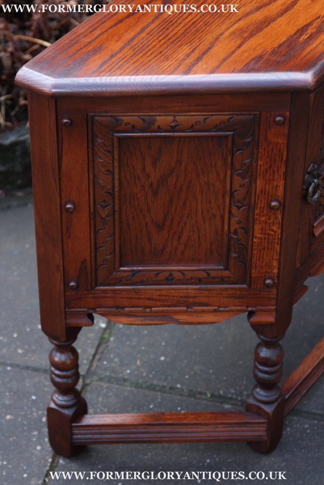 Image 12 of OLD CHARM OAK CABINET CANTED HALL TABLE CUPBOARD SIDEBOARD