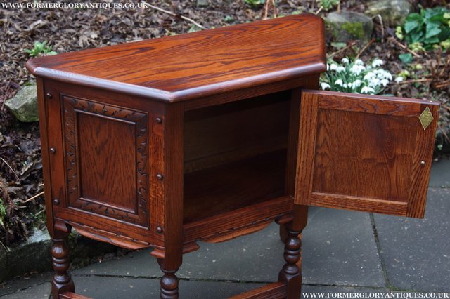 Image 13 of OLD CHARM OAK CABINET CANTED HALL TABLE CUPBOARD SIDEBOARD