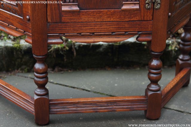 Image 14 of OLD CHARM OAK CABINET CANTED HALL TABLE CUPBOARD SIDEBOARD