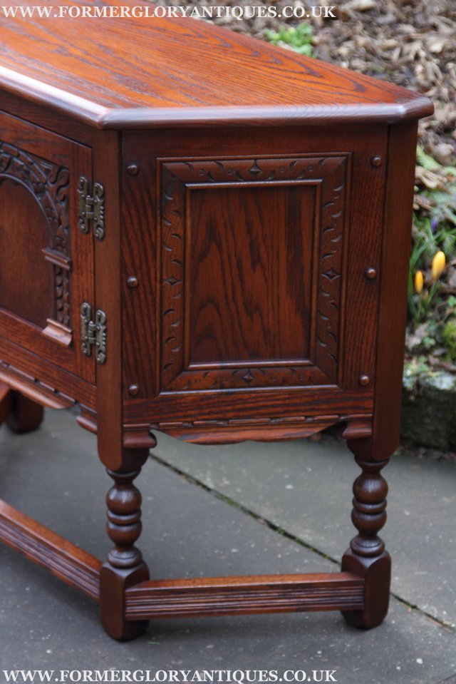 Image 17 of OLD CHARM OAK CABINET CANTED HALL TABLE CUPBOARD SIDEBOARD