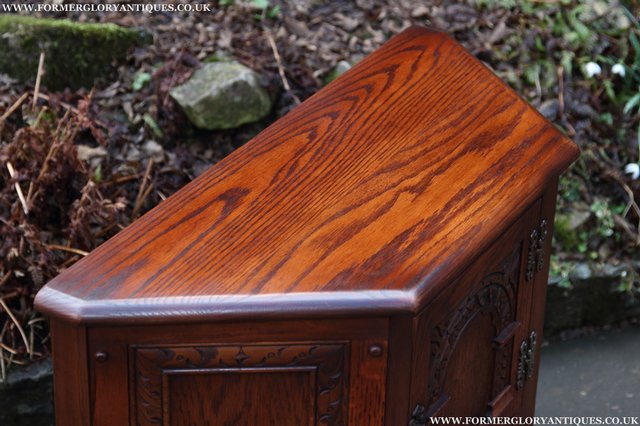 Image 18 of OLD CHARM OAK CABINET CANTED HALL TABLE CUPBOARD SIDEBOARD