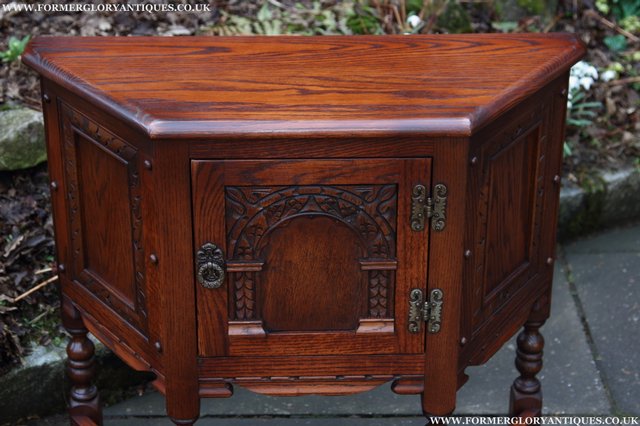 Image 22 of OLD CHARM OAK CABINET CANTED HALL TABLE CUPBOARD SIDEBOARD