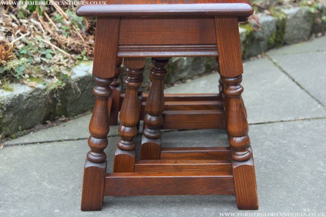 Image 12 of OLD CHARM NEST OF THREE TUDOR OAK COFFEE SIDE END TABLES