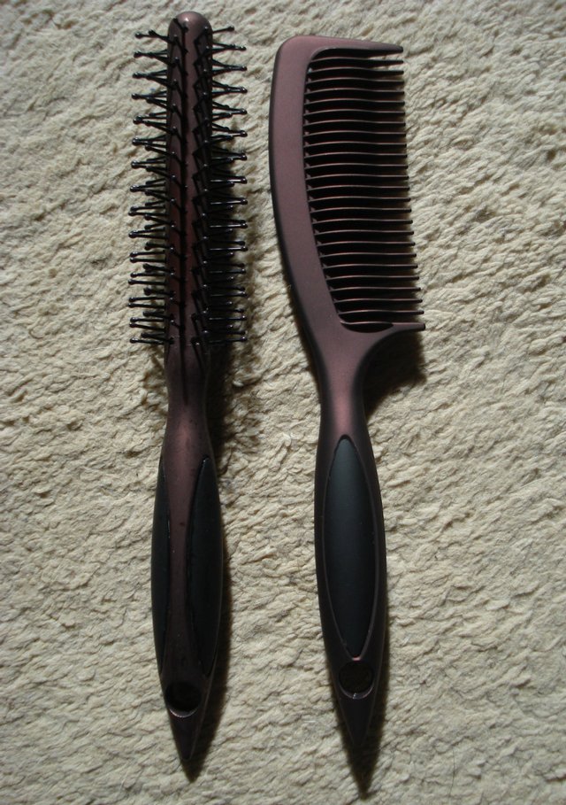 Preview of the first image of STURDY MODERN BRONZE BRUSH & COMB MATCHING SET.