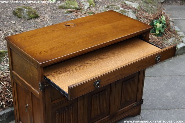 Image 5 of OLD CHARM LIGHT OAK WRITING DESK COMPUTER CABINET TABLE