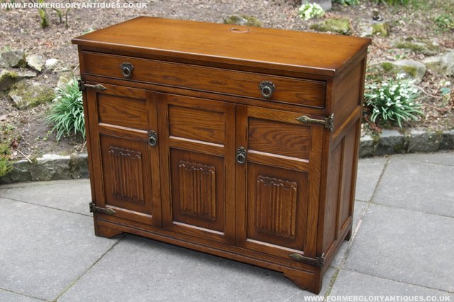 Image 6 of OLD CHARM LIGHT OAK WRITING DESK COMPUTER CABINET TABLE