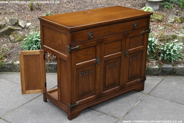 Image 10 of OLD CHARM LIGHT OAK WRITING DESK COMPUTER CABINET TABLE
