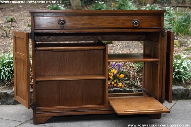 Image 12 of OLD CHARM LIGHT OAK WRITING DESK COMPUTER CABINET TABLE