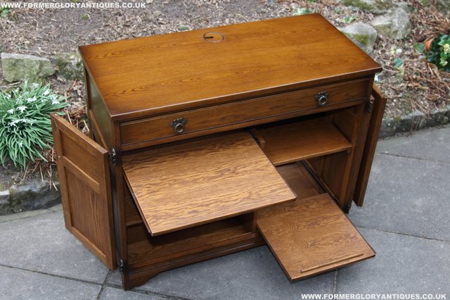 Image 21 of OLD CHARM LIGHT OAK WRITING DESK COMPUTER CABINET TABLE