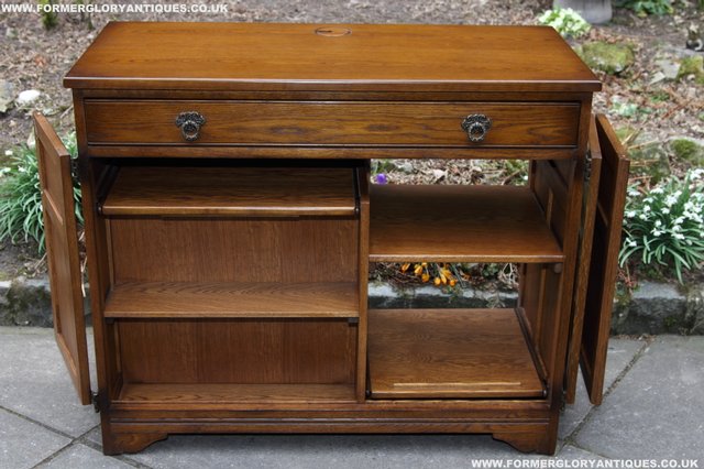 Image 30 of OLD CHARM LIGHT OAK WRITING DESK COMPUTER CABINET TABLE