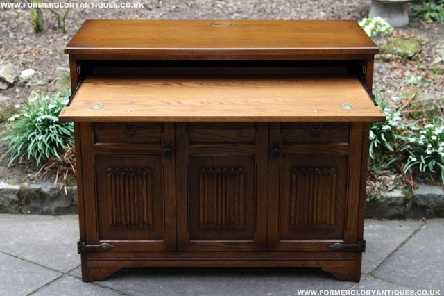 Image 39 of OLD CHARM LIGHT OAK WRITING DESK COMPUTER CABINET TABLE