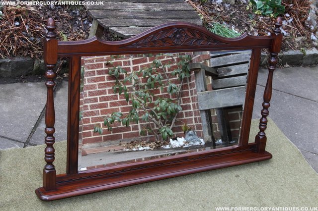 Image 2 of OLD CHARM OAK OVERMANTEL FIRE SURROUND SIDEBOARD HALL MIRROR