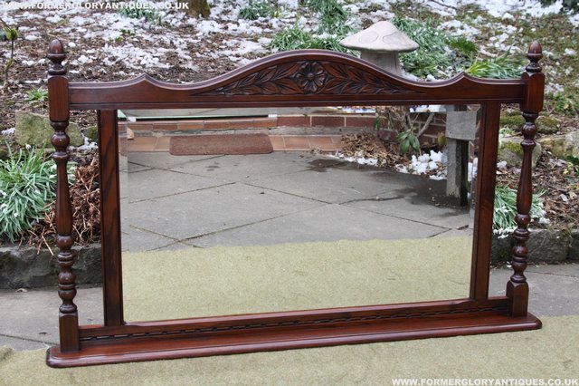 Image 15 of OLD CHARM OAK OVERMANTEL FIRE SURROUND SIDEBOARD HALL MIRROR
